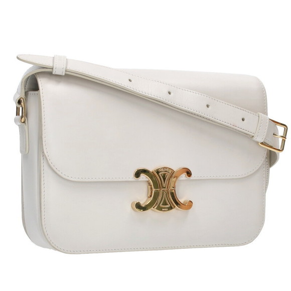 Celine Calfskin Shoulder Bag Triomphe Teen White - Picture 2 of 5